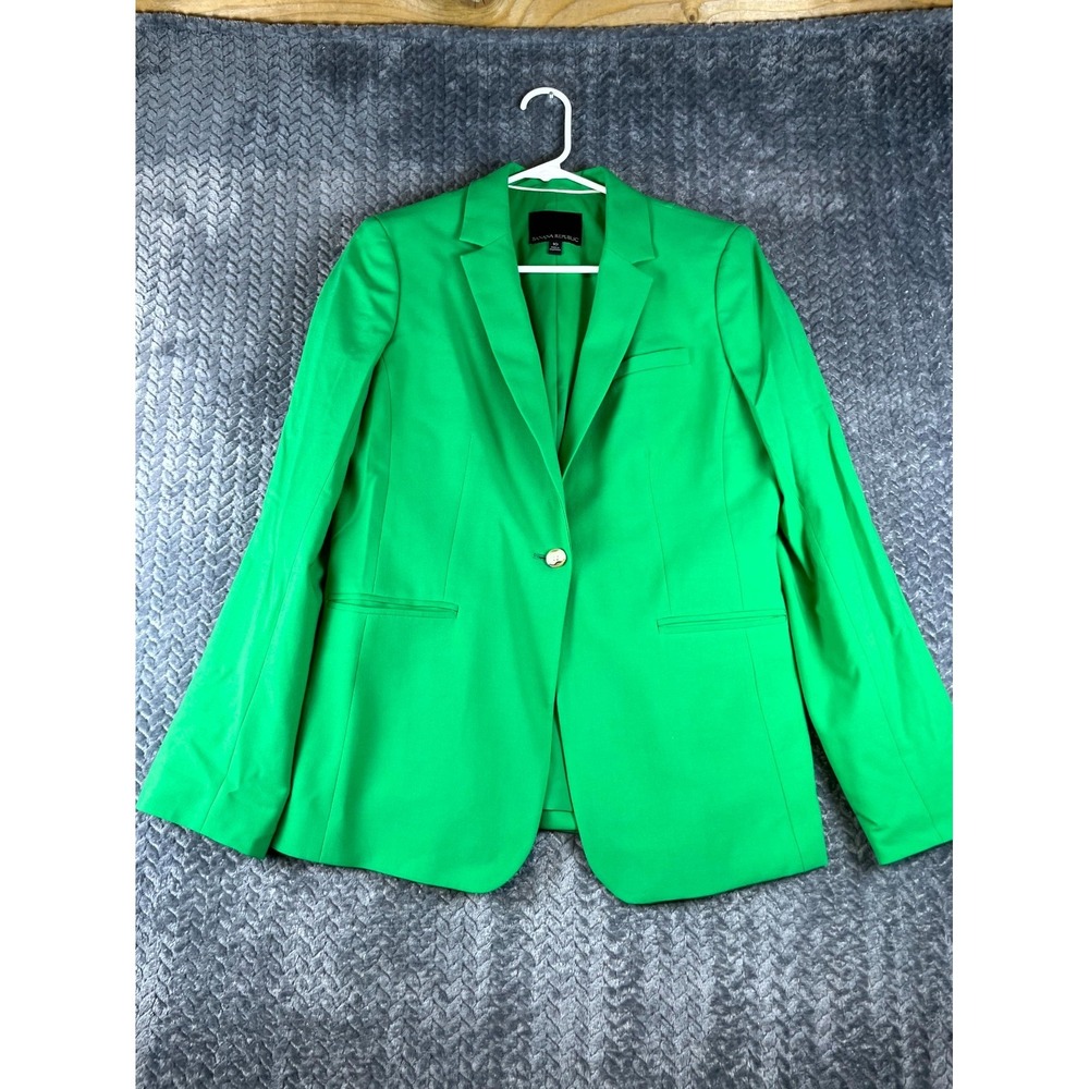 Banana Republic Blazer Jacket Women 10 Green Stretch Single Breasted Notch Lapel